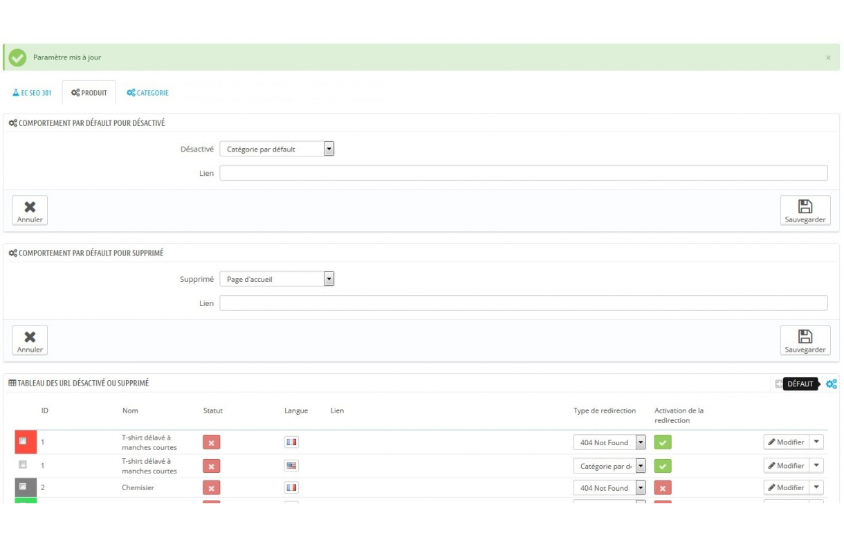 SEO - 301 redirect of disabled or removed products or categories - Addons Prestashop
